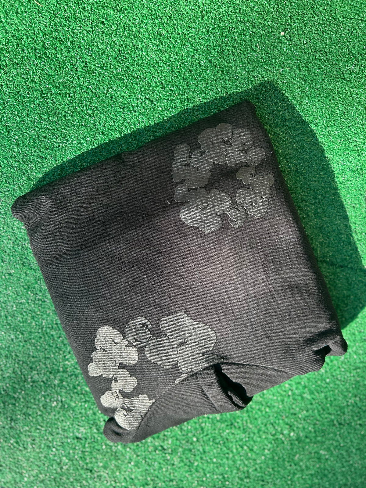 Black Monochrome Denim Tear Hoodie